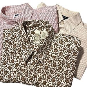 Gap Nautica Bundle Of 3 Mens Floral Plaid Button Up Shirts Multicolor Size Mediu